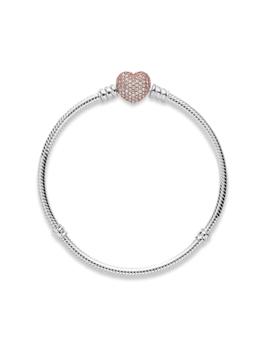Pandora Moments Pave Heart Clasp Snake Chain Bracelet - Image 3