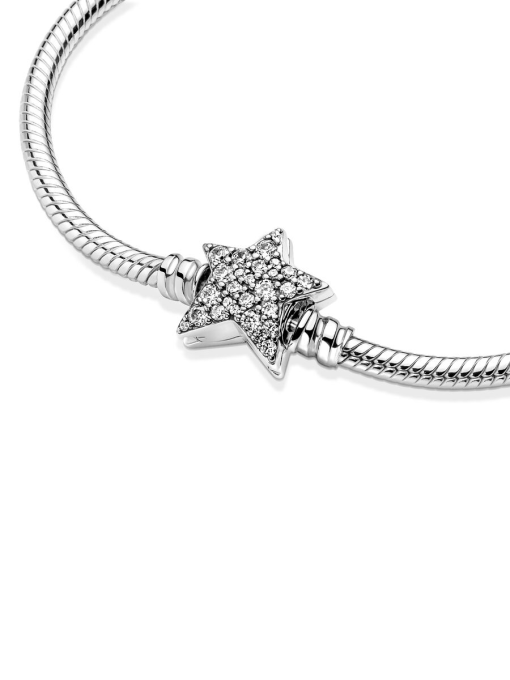 Pandora Moments Asymmetric Star Clasp Snake Chain Bracelet - Image 7