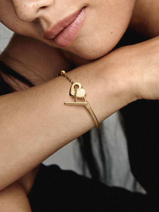 Pandora Moments Heart T-Bar Snake Chain Bracelet - Image 2