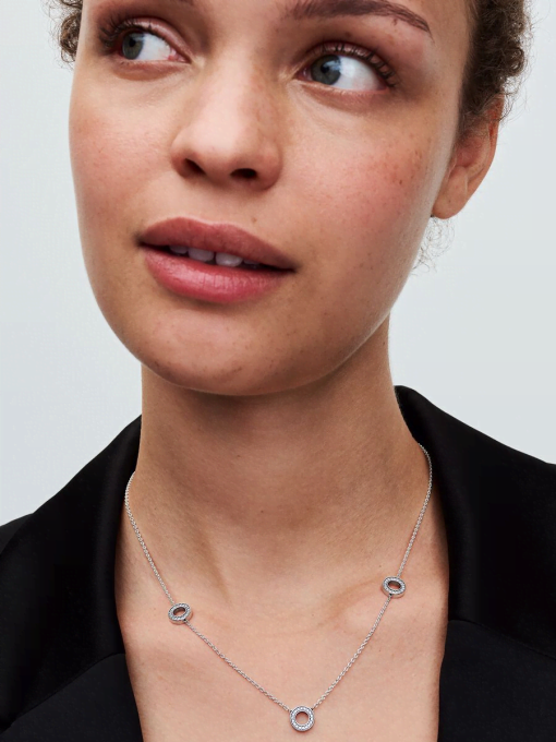 Pave Circles Chain Necklace - Image 3