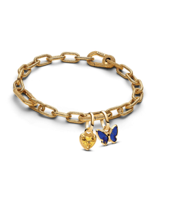 Golden Butterfly and Heart Charm Bracelet