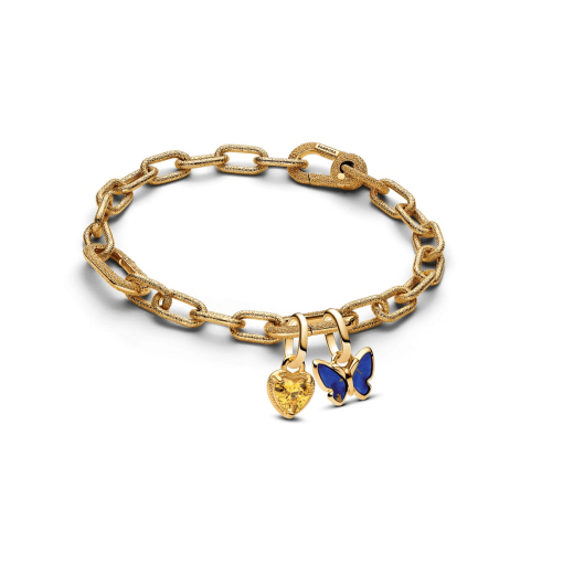 Golden Butterfly and Heart Charm Bracelet
