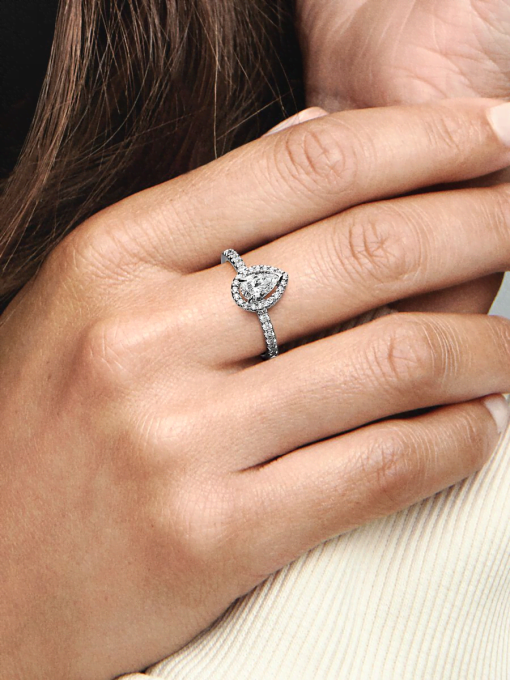Sparkling Pear Halo Ring - Image 2