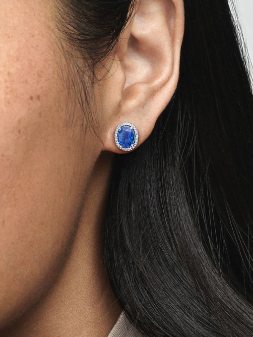 Sparkling Statement Halo Stud Earrings - Image 2