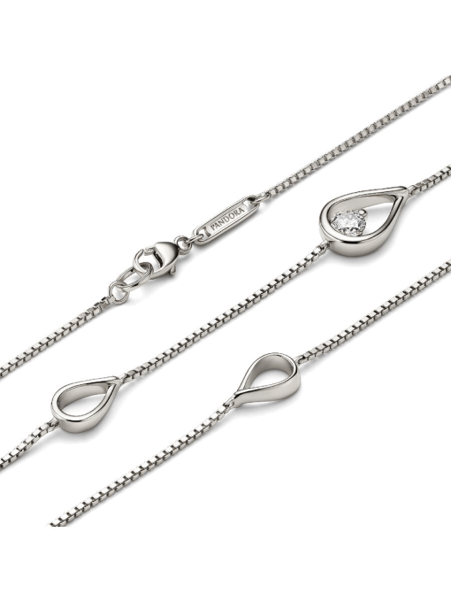 FINAL SALE - Pandora Infinite 14k White Gold Lab-grown Diamond Long Pendant Necklace - Image 5