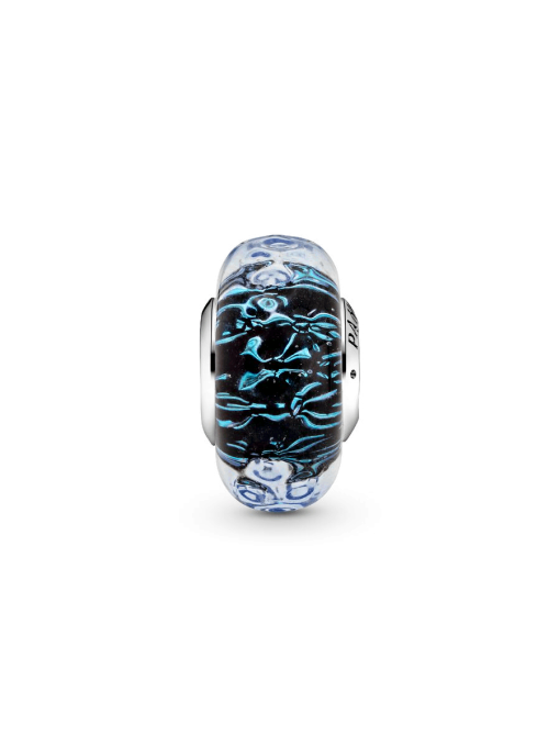 Wavy Dark Blue Murano Glass Ocean Charm - Image 5