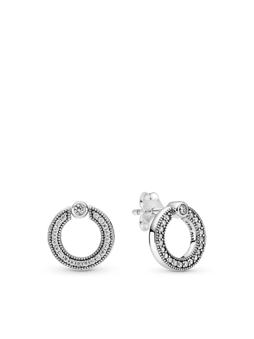 Pave & Logo Circle Reversible Stud Earrings - Image 2