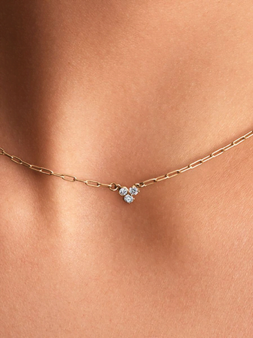 Pandora Era Lab-Grown Diamond Cluster Paperclip Chain Necklace - Image 2
