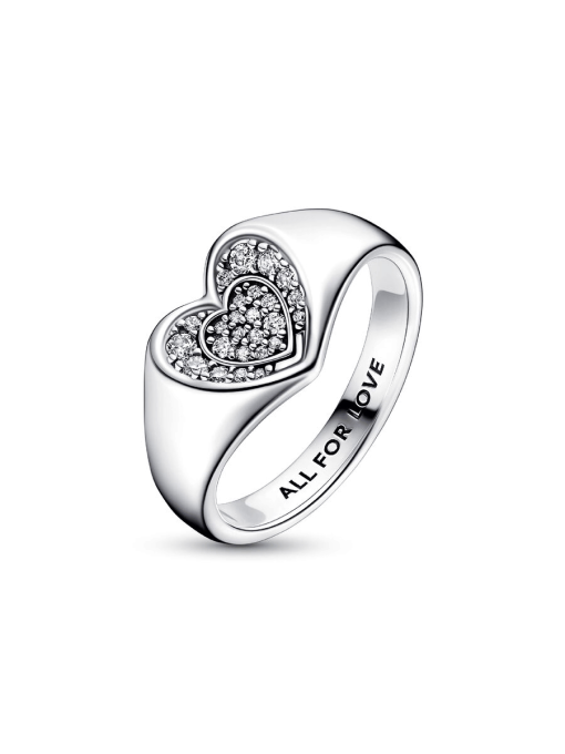 FINAL SALE - Radiant Heart Pave Signet Ring - Image 6