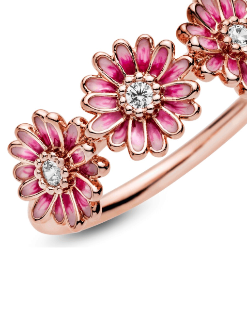 Pink Daisy Flower Trio Ring - Image 7