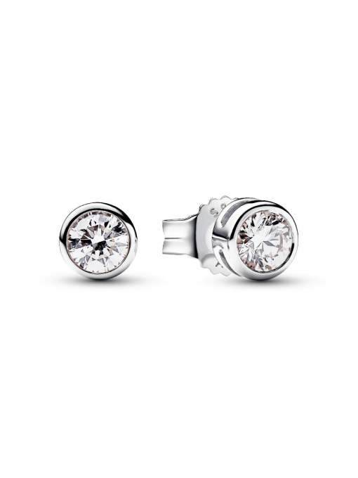 Pandora Era Bezel Sterling Silver Lab-grown Diamond Earrings - Image 3