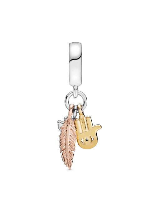 Hamsa, All-seeing Eye & Feather Spirituality Dangle Charm - Image 7