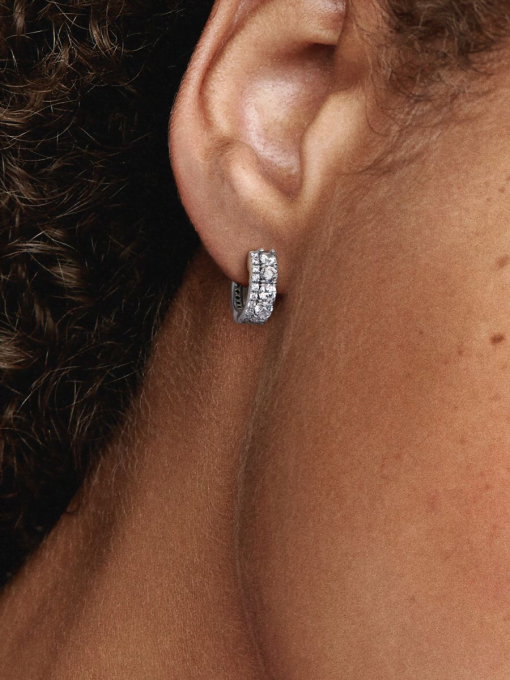 Double Band Pave Hoop Earrings - Image 2