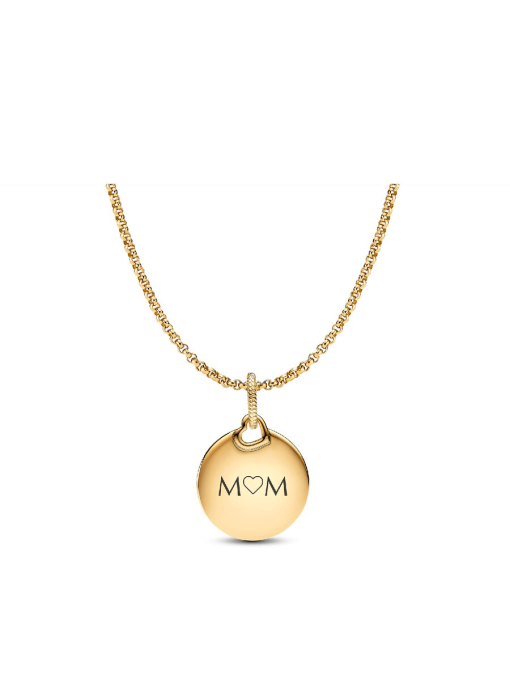 Engravable Round Tag Dangle Charm Necklace Set - Image 2