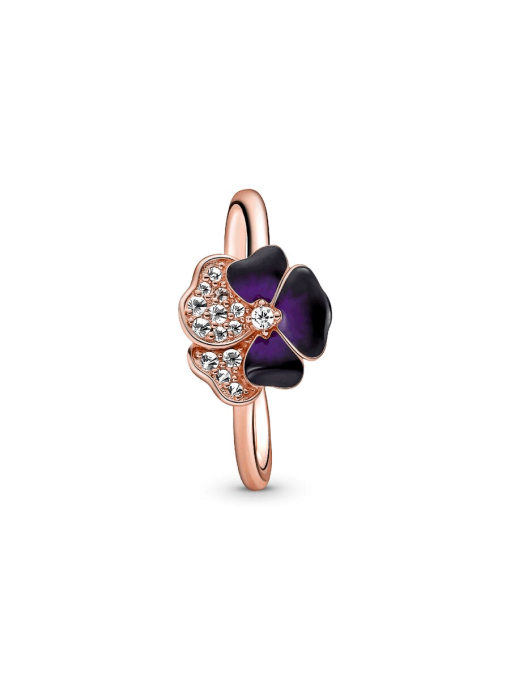FINAL SALE - Deep Purple Pansy Flower Ring - Image 5