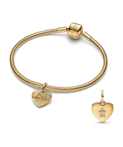 BE LOVE Engravable Golden Love Heart Charm Bracelet Set