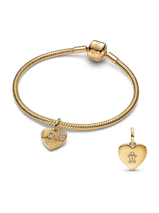 BE LOVE Engravable Golden Love Heart Charm Bracelet Set