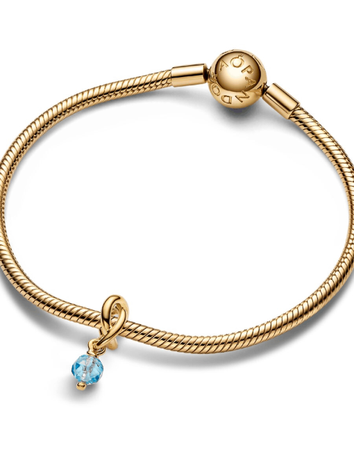 Faceted Sea Aqua Blue Eternity Circle Dangle Charm - Image 7