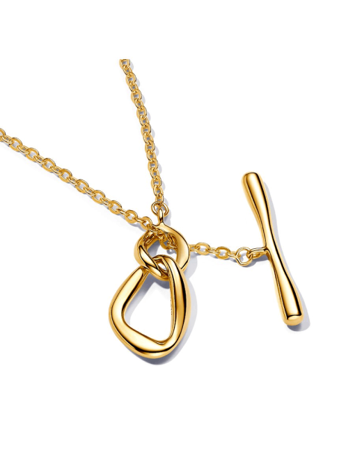 Organically Shaped Circles T-bar Necklace - Image 4