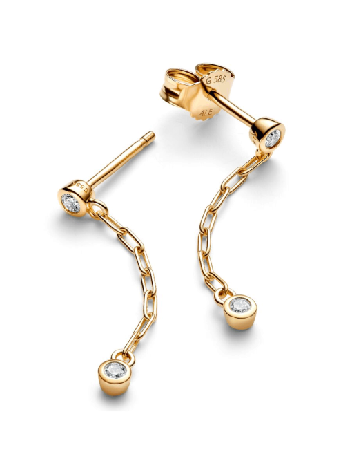 Pandora Era Bezel Lab-Grown Diamond Paperclip Chain Drop Earrings - Image 5