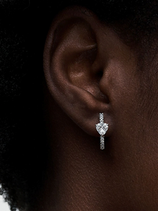 Sparkling Heart Hoop Earrings - Image 2