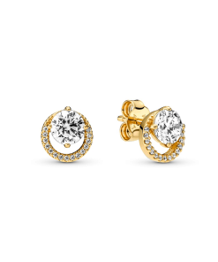 Sparkling Round Halo Stud Earrings