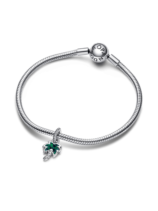 Opalescent Green Palm Tree Dangle Charm - Image 5