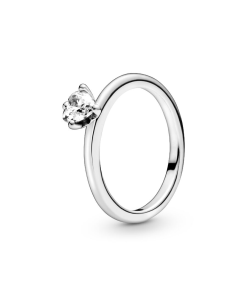 Clear Heart Solitaire Ring
