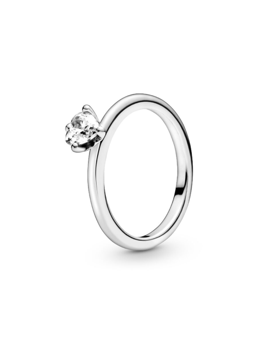 Clear Heart Solitaire Ring