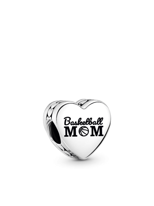 Engravable Basketball Mom Heart Charm - Image 2