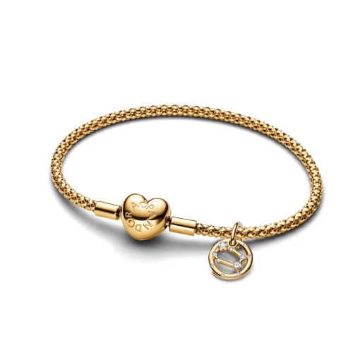 Gemini Zodiac Dangle Charm Studded Bracelet Set
