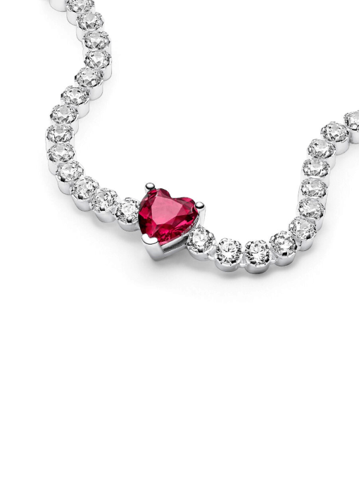 Red Sparkling Heart Tennis Bracelet - Image 3