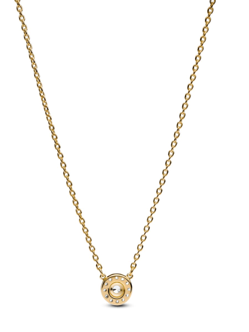Round Pave Halo Pendant Necklace - Image 5