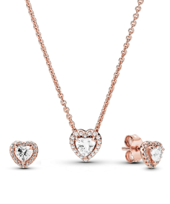 Elevated Heart Necklace & Earrings Set