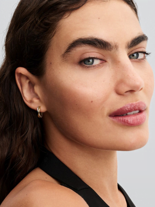 Organically Shaped Two-tone Open Hoop Earrings - Image 4