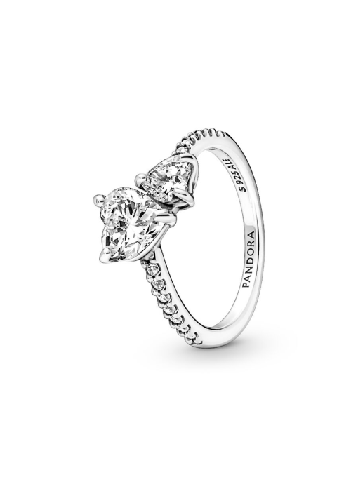 Double Heart Sparkling Ring - Image 3
