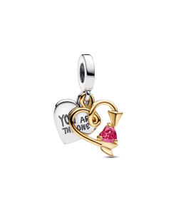 Engravable Heart & Arrow Double Dangle Charm