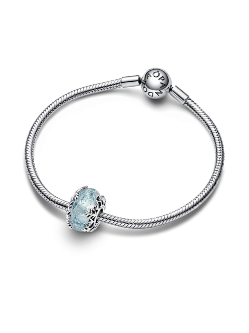 Winter Blue Snowflake Murano Charm - Image 6