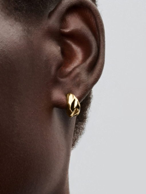 Rippled Open Hoop Earrings - Image 2