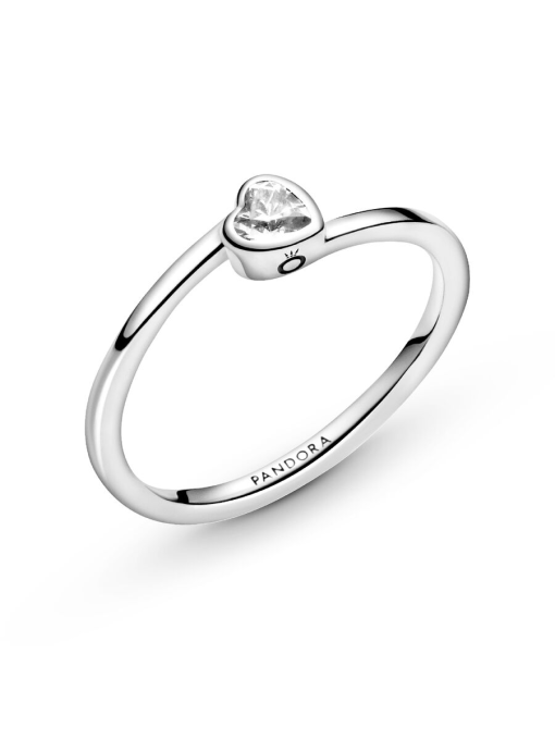 Clear Tilted Heart Solitaire Ring - Image 5