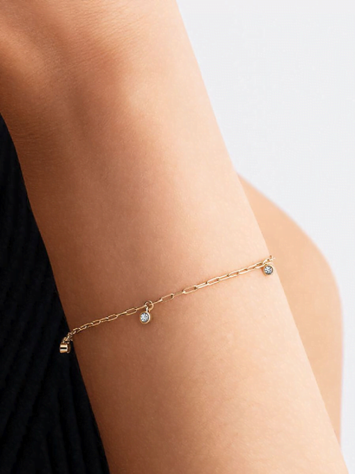 Pandora Era Bezel Lab-Grown Diamond Dangle Paperclip Chain Bracelet - Image 2