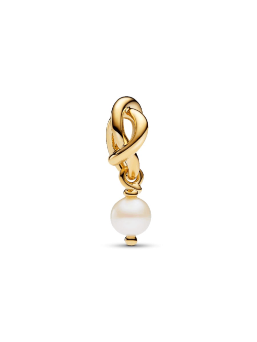 Treated Freshwater Cultured Pearl Eternity Circle Dangle Charm - Image 4