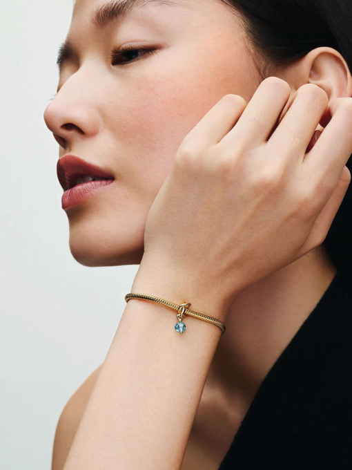 Faceted Sea Aqua Blue Eternity Circle Dangle Charm - Image 4