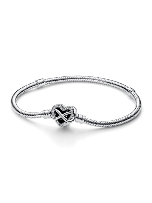 Pandora Moments Sparkling Infinity Heart Clasp Snake Chain Bracelet - Image 3