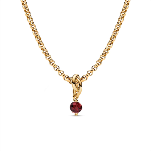 January Eternity Circle Dangle Charm Necklace Set