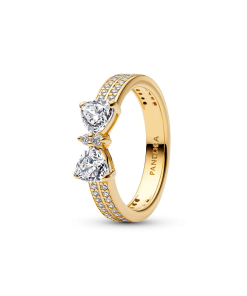 Sparkling Bow Double-row Ring