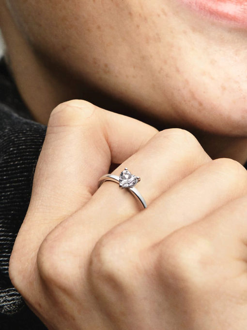 Sparkling Heart Solitaire Ring - Image 2