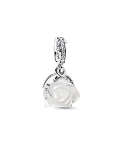 White Rose in Bloom Double Dangle Charm