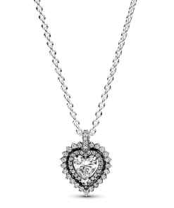 Sparkling Heart Halo Pendant Necklace