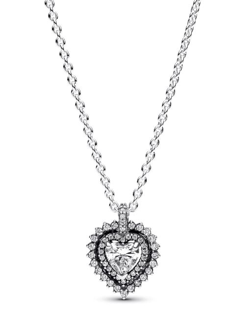 Sparkling Heart Halo Pendant Necklace
